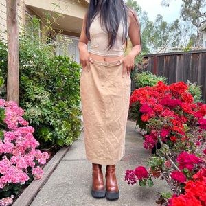 vintage khaki maxi skirt